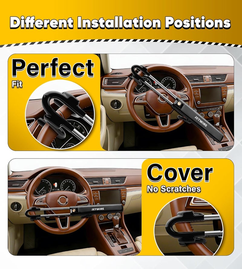 Jetmore Car Steering Wheel Lock Anti-Theft Device, Car Lock Steering Wheel, Wheel Locks for Cars, Anti-Theft Car, Two-Hook, Reinforced Alloy Steel, Fit for Street & Overnight Parking, High-Risk Areas - Image 4